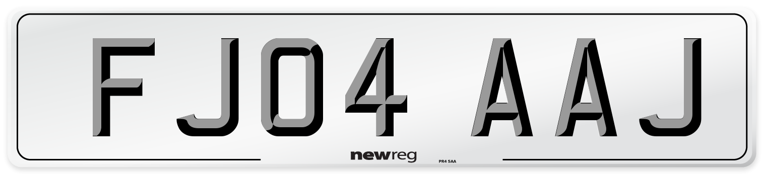 FJ04 AAJ Number Plate from New Reg